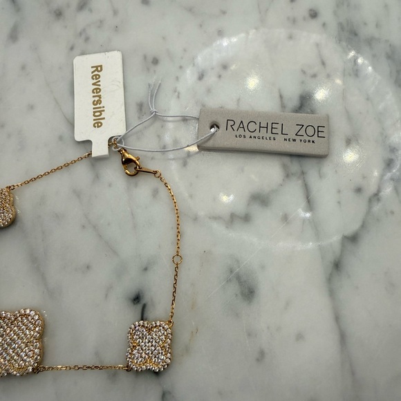 NWT Rachel Zoe 18K Gold Plated Rhinestone and Sterling Silver 925 Bracelet - Picture 4 of 7